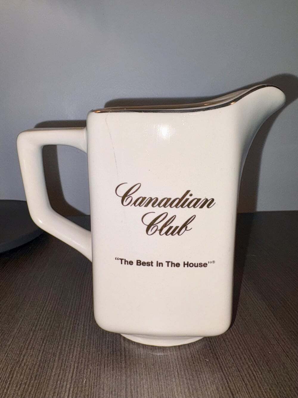Vintage Canadian Club Ceramic Pitcher – Kingwood Pottery – Gold Trim – Barware B